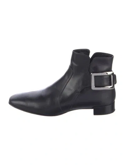 Pre-owned Roger Vivier Leather Chelsea Boots In Black