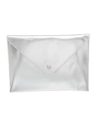 Pre-owned Roger Vivier Leather Clutch In Metallic/silver