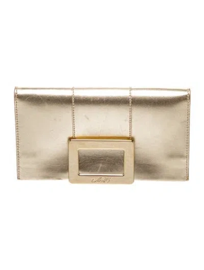 Pre-owned Roger Vivier Leather Clutch In Neutral