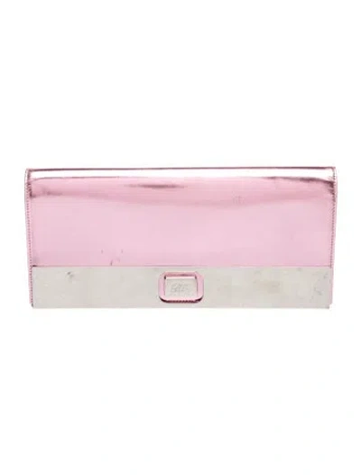 Pre-owned Roger Vivier Leather Clutch In Pink