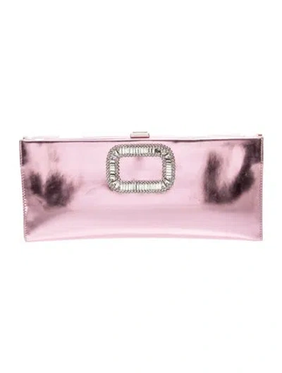 Pre-owned Roger Vivier Leather Clutch In Pink