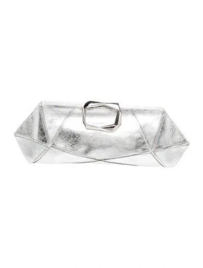 Pre-owned Roger Vivier Leather Clutch In Silver