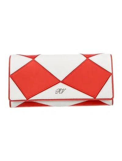 Pre-owned Roger Vivier Leather Colorblock Pattern Continental Wallet In Red/white