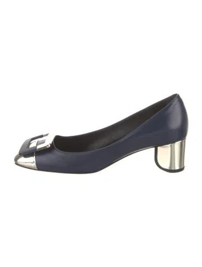 Pre-owned Roger Vivier Leather Colorblock Pattern Pumps In Blue