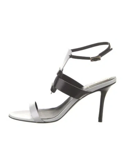 Pre-owned Roger Vivier Leather Colorblock Pattern Sandals In Black
