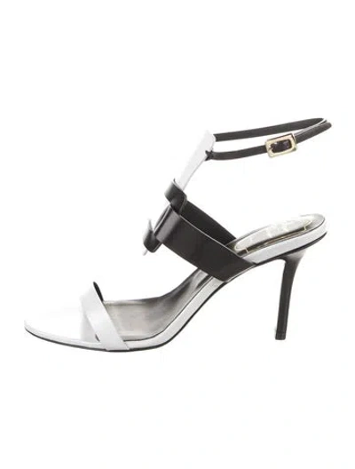 Pre-owned Roger Vivier Leather Colorblock Pattern Sandals In Black