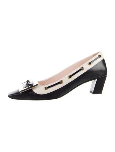 Pre-owned Roger Vivier Leather Colorblock Pattern Slingback Pumps In Black