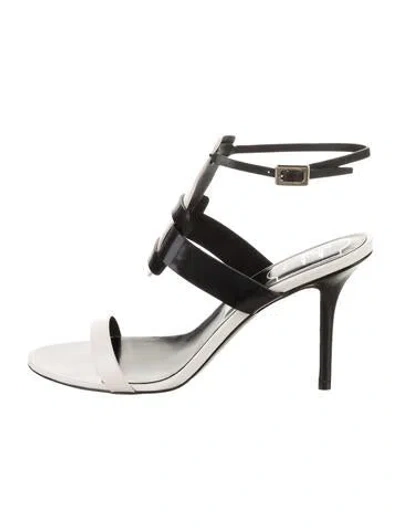 Pre-owned Roger Vivier Leather Colorblock Pattern Slingback Sandals In Neutral