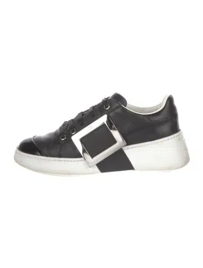 Pre-owned Roger Vivier Leather Colorblock Pattern Sneakers In Black