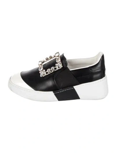 Pre-owned Roger Vivier Leather Colorblock Pattern Sneakers In Black