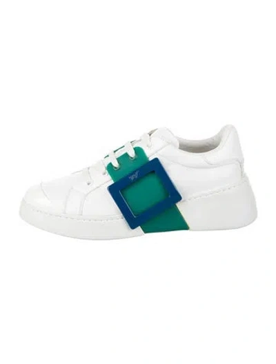 Pre-owned Roger Vivier Leather Colorblock Pattern Sneakers In Black/white