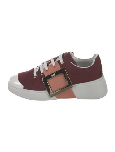 Pre-owned Roger Vivier Leather Colorblock Pattern Sneakers In Burgundy