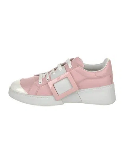 Pre-owned Roger Vivier Leather Colorblock Pattern Sneakers In Pink