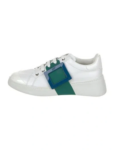 Pre-owned Roger Vivier Leather Colorblock Pattern Sneakers In White