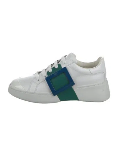 Pre-owned Roger Vivier Leather Colorblock Pattern Sneakers In White