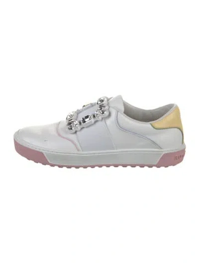 Pre-owned Roger Vivier Leather Colorblock Pattern Sneakers In White