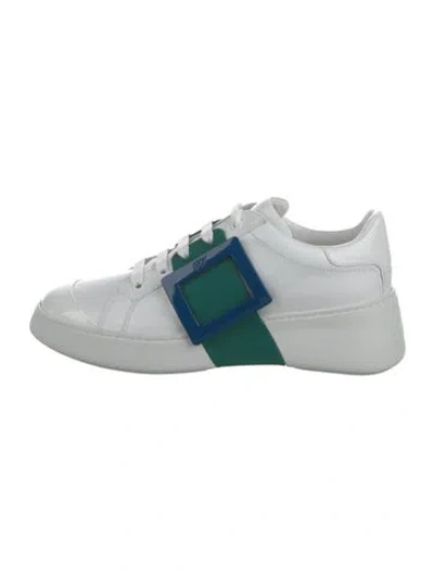 Pre-owned Roger Vivier Leather Colorblock Pattern Sneakers In White