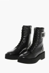 Roger Vivier Leather Combat Booties With Ankle Strap And Buckle In Black