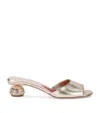 Roger Vivier Embellished Gold Leather Mules In Gold