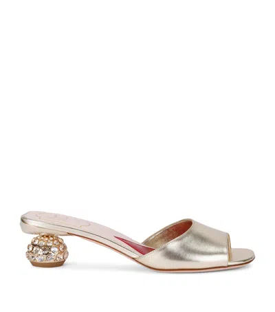 ROGER VIVIER LEATHER CRYSTAL-EMBELLISHED MULES