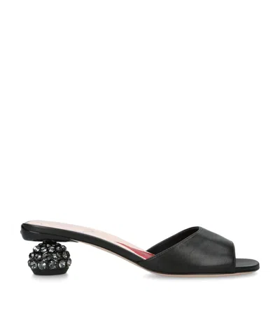 Roger Vivier Leather Crystal-embellished Strass Mules In Black