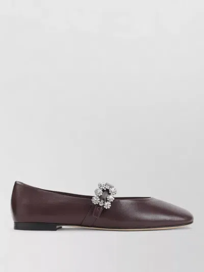 Roger Vivier Mini Flowers Crystal-embellished Ballerina Flats In Burgundy