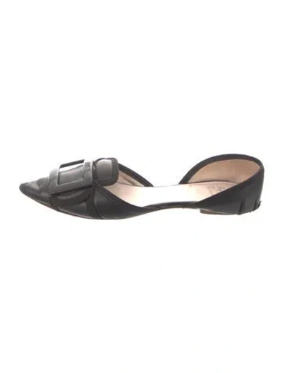 Pre-owned Roger Vivier Leather D'orsay Flats In Black