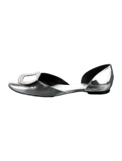 Pre-owned Roger Vivier Leather D'orsay Flats In Silver