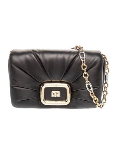 Pre-owned Roger Vivier Leather Evening Bag In Black