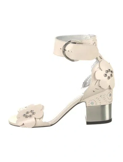 Pre-owned Roger Vivier Leather Floral Print Sandals In Neutral