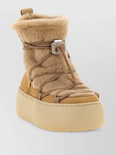 Roger Vivier Viv Up Shearling-trimmed Suede Ankle Boots In Brown