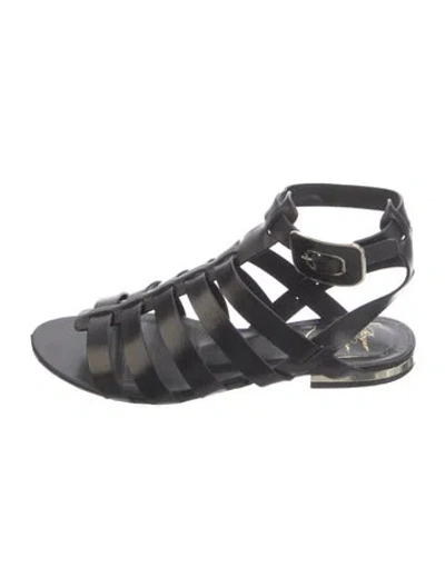 Pre-owned Roger Vivier Leather Gladiator Sandals In Black