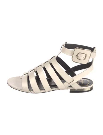 Pre-owned Roger Vivier Leather Gladiator Sandals In Neutrals