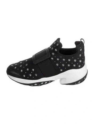 Pre-owned Roger Vivier Leather Graphic Print Sneakers W/ Tags In Black
