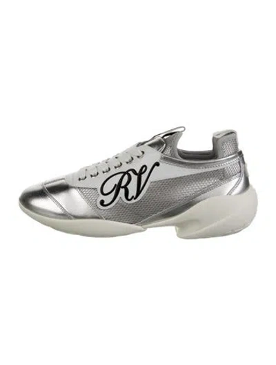 Pre-owned Roger Vivier Leather Graphic Print Sneakers W/ Tags In Silver