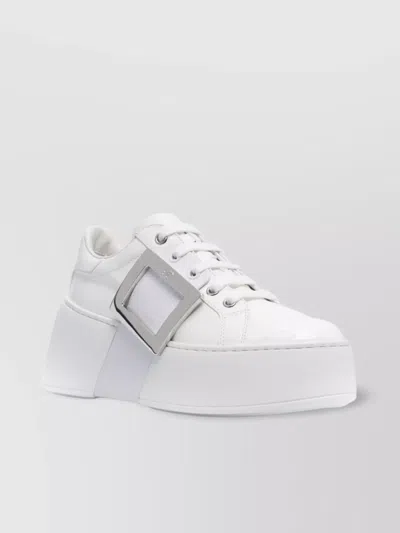 Roger Vivier Leather High Sneakers Flatform Sole In White