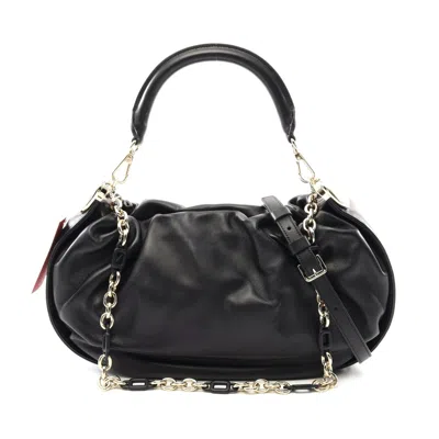Roger Vivier Leather Hobo Medium Shoulder Bag In Black