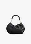 Roger Vivier Leather Hobo Top Handle Bag In Black