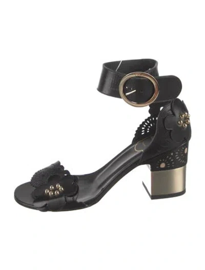 Pre-owned Roger Vivier Leather Lasercut Accents D'orsay Pumps In Black