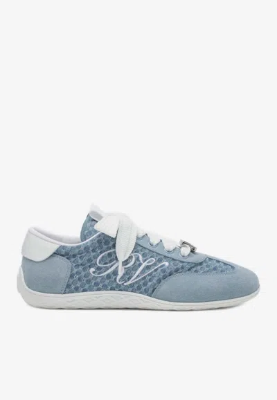 Roger Vivier Leather Low-top Sneakers In Blue