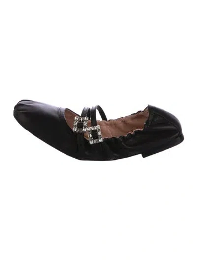 Pre-owned Roger Vivier Leather Mary Jane Flats In Black