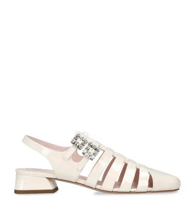 Roger Vivier Leather Mini Très Vivier Sandals 25 In White