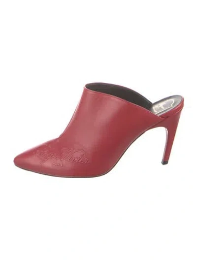 Pre-owned Roger Vivier Leather Mules In Red