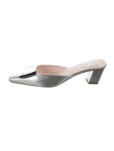 Pre-owned Roger Vivier Leather Mules In Silver