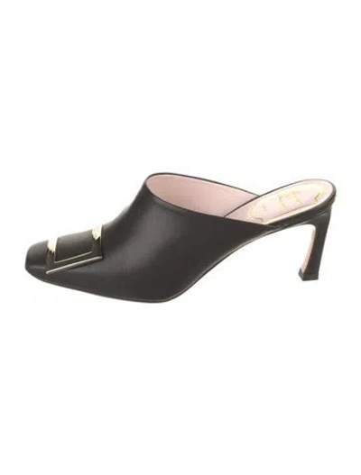 Pre-owned Roger Vivier Leather Mules W/ Tags In Black