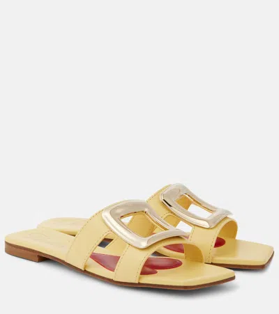 Roger Vivier Leather Mules In Yellow