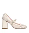 Roger Vivier Leather New Tres Viv Mary Jane Pumps 85 In White