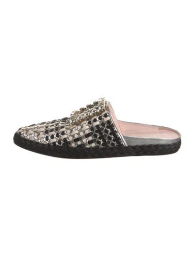 Pre-owned Roger Vivier Leather Patterned Slides W/ Tags In Neutrals
