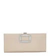 Roger Vivier Leather Pilgrim Clutch Bag In Brown