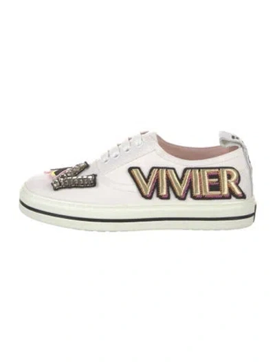 Pre-owned Roger Vivier Leather Printed Sneakers In White